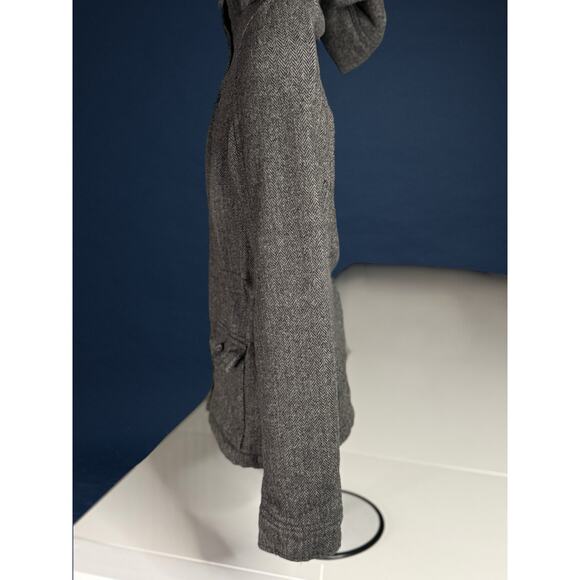 Women’s Aeropostale Wool Blend Coat Medium Gray Herringbone Hooded Jacket - Picture 5 of 13